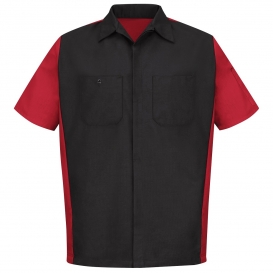 Red Kap SY20 Crew Shirt - Short Sleeve - Black/Red