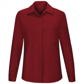 Red Kap SY31 Women\'s OilBlok Performance Plus Shop Shirt - Long Sleeve - Fireball Red/Charcoal Mesh