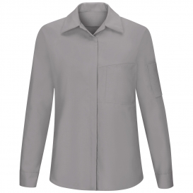 Red Kap SY31 Women\'s OilBlok Performance Plus Shop Shirt - Long Sleeve - Light Grey/Charcoal Mesh