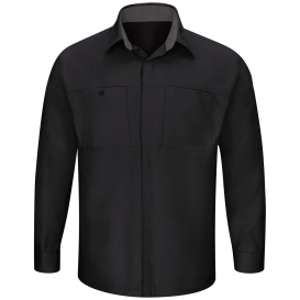 Red Kap SY32 Men\'s OilBlok Performance Plus Shop Shirt - Long Sleeve - Black/Charcoal