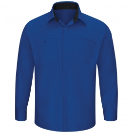 Red Kap SY32 Men\'s OilBlok Performance Plus Shop Shirt - Long Sleeve - Royal Blue/Black Mesh