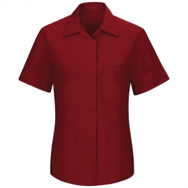 Red Kap SY41 Women\'s OilBlok Performance Plus Shop Shirt - Short Sleeve - Fireball Red/Charcoal Mesh