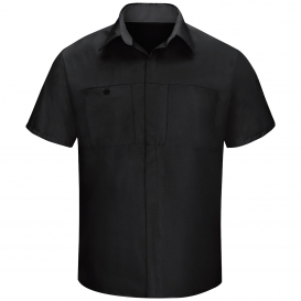 Red Kap SY42 Men\'s OilBlok Performance Plus Shop Shirt - Short Sleeve - Black/Charcoal