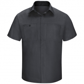 Red Kap SY42 Men\'s OilBlok Performance Plus Shop Shirt - Short Sleeve - Charcoal/Black Mesh