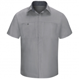 Red Kap SY42 Men\'s OilBlok Performance Plus Shop Shirt - Short Sleeve - Light Grey/Charcoal Mesh