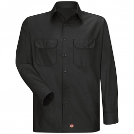 Red Kap SY50 Men\'s Long Sleeve Solid Rip Stop Shirt - Black