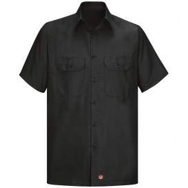 Red Kap SY60 Men\'s Short Sleeve Solid Rip Stop Shirt - Black
