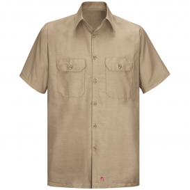 Red Kap SY60 Men\'s Short Sleeve Solid Rip Stop Shirt - Khaki