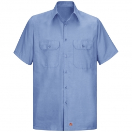 Red Kap SY60 Men\'s Short Sleeve Solid Rip Stop Shirt - Light Blue