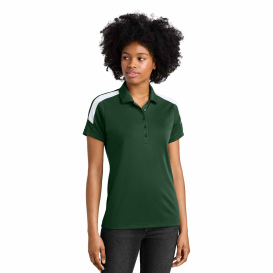 Sport-Tek LST104 Ladies Competitor United Polo - Forest Green/White