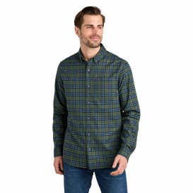 Eddie Bauer EB610 Long Sleeve Favorite Flannel Plaid Shirt - Soft Olive Plaid