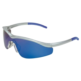 MCR Safety T1148B T1 Safety Glasses - Silver Frame - Blue Mirror Lens