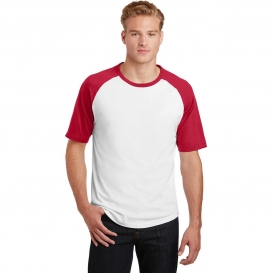 Sport-Tek T201 Short Sleeve Colorblock Raglan Jersey - White/Red