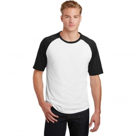 Sport-Tek T201 Short Sleeve Colorblock Raglan Jersey - White/Black