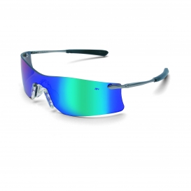 Crews T411G Rubicon Safety Glasses - Silver Metal Temples - Emerald Mirror Lens