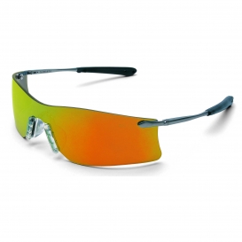 Crews T411R Rubicon Safety Glasses - Silver Metal Frame - Fire Mirror Lens