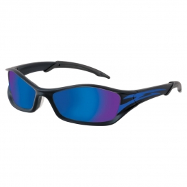 Crews TB148B Tribal Safety Glasses - Blue Tattoo Frame - Blue Mirror Lens