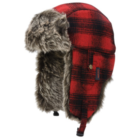 Tough Duck I15616 Plaid Aviator Hat - Red Plaid