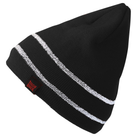 Tough Duck I45816 Acrylic Knit Cap with Reflective Stripe - Black