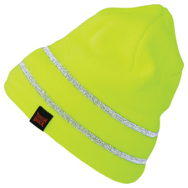 Tough Duck I45816 Acrylic Knit Cap with Reflective Stripe - Yellow/Lime