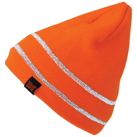 Tough Duck I45816 Acrylic Knit Cap with Reflective Stripe - Orange