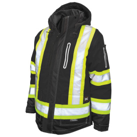 Tough Duck S187 Type O Class 1 Ripstop 4-In-1 Safety  Jacket - Black