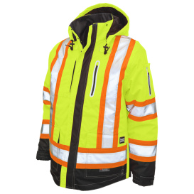 Tough Duck S187 Type R Class 3 Ripstop 4-In-1 Safety  Jacket - Yellow/Lime