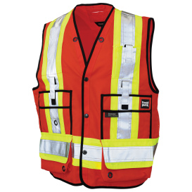 Tough Duck S313 Type O Class 1 Poly Twill Surveyor Safety Vest - Red