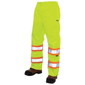 Tough Duck S374 Class E Pull-On Ripstop Safety Rain Pants - Yellow/Lime