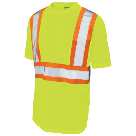 Tough Duck S392 Type R Class 2 Micro Mesh Short Sleeve Safety Shirt w/ Pocket - Yellow/Lime