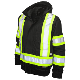 Tough Duck S413 Type O Class 1 Poly Oxford 3-In-1 Safety Bomber with Fleece Liner - Black