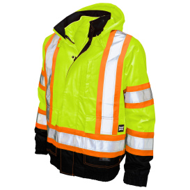 Tough Duck S413 Type R Class 3 Poly Oxford 3-In-1 Safety Bomber with Fleece Liner - Yellow/Lime