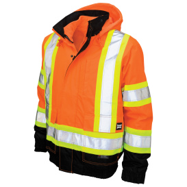 Tough Duck S413 Type R Class 3 Poly Oxford 3-In-1 Safety Bomber with Fleece Liner - Orange
