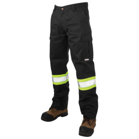 Tough Duck S607 Relaxed Fit Twill Safety Cargo Utility Safety Pants - Black