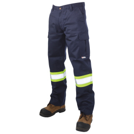 Tough Duck S607 Relaxed Fit Twill Safety Cargo Utility Safety Pants - Navy