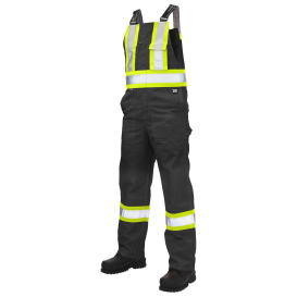Tough Duck S769 Type O Class 1 Twill Unlined Safety Bib Overall - Black