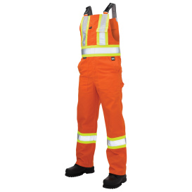 Tough Duck S769 Type O Class 1 Twill Unlined Safety Bib Overall - Orange