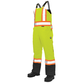 Tough Duck S798 Class E Poly Oxford Insulated Safety Bib Overalls - Yellow/Lime