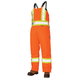 Tough Duck S798 Class E Poly Oxford Insulated Safety Bib Overalls - Solid Orange