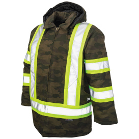 Tough Duck SJ34 Type O Class 1 Camo Flex Duck Safety Parka - Green Camo