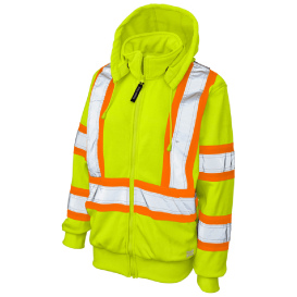 Tough Duck SJ42 Type R Class 3 Women\'s Fleece Safety Hoodie - Yellow/Lime