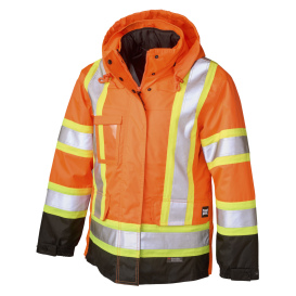 Tough Duck SJ461 Type R Class 3 Women\'s Poly Oxford 5-in-1 Safety Jacket - Orange