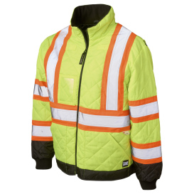 Tough Duck SJ481 Type R Class 2 Quilted Safety Trucker Jacket - Yellow/Lime