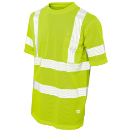 Tough Duck ST07 Type R Class 3 Micro Mesh Short Sleeve Safety Shirt w/ Pocket - Yellow/Lime