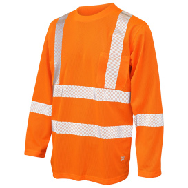 Tough Duck ST08 Type R Class 3 Micro Mesh Long Sleeve Safety Shirt w/ Pocket - Orange
