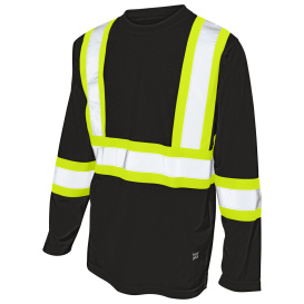 Tough Duck ST10 Type O Class 1 Micro Mesh Long Sleeve Safety Shirt - Black