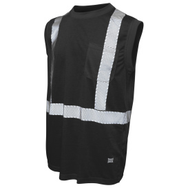 Tough Duck ST15 Type O Class 1 Polyester Jersey Sleeveless Safety Shirt - Black