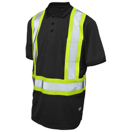 Tough Duck ST17 Type R Class 2 Birdseye Mesh Short Sleeve Safety Polo Shirt - Black