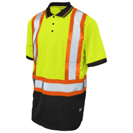 Tough Duck ST17 Type R Class 2 Birdseye Mesh Short Sleeve Safety Polo Shirt - Yellow/Lime