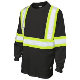Tough Duck ST21 Type O Class 1 Cotton Jersey Long Sleeve Safety Shirt - Black